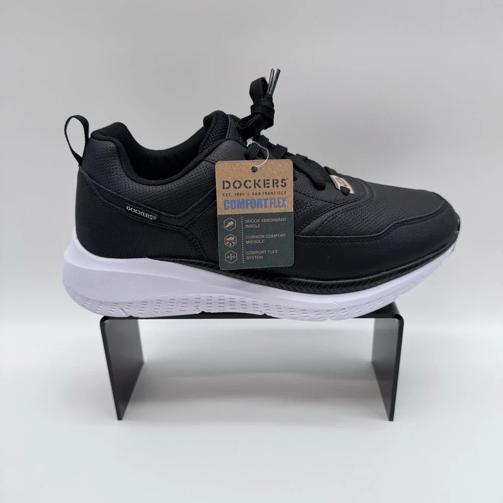 Size 9M- Dockers Comfort Flex Walker Lightweight Wide Shoes, Black/White